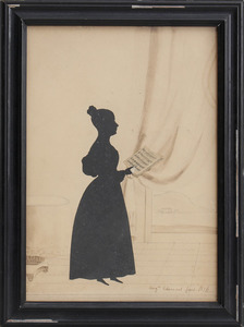Auguste Edouart: Full-Length Silhouette of a Young Lady with Sheet Music