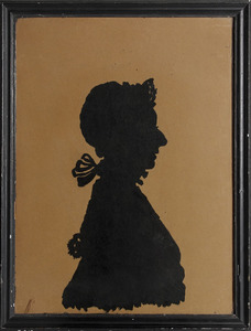 English Silhouette of a Lady at Spinning Wheel and a Silhouette Portrait Profile of Lady Anne Wentworth
