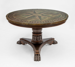 Regency Style Faux Marble and Ebonized Center Table, 20th C.