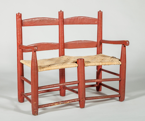American Red Painted Wagon Bench
