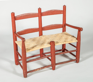 American Red Painted Wagon Bench