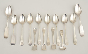 Set of Seven Federal Crested Silver Coffee Spoons