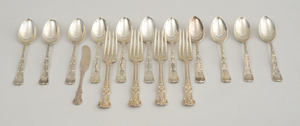 Set of Eleven Tiffany & Co. Silver Teaspoons, Four Lunch Forks, and One Matching Butter Knife