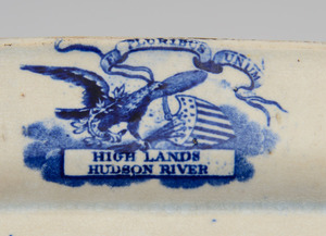 Wood & Sons Blue Transfer-Printed Topographical Small Platter, Highlands Hudson River