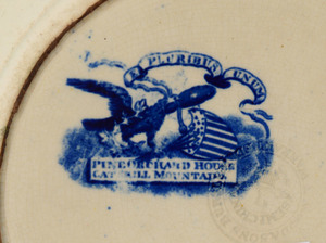 Wood & Sons Blue Transfer-Printed Topographical Soup Plate, Pine Orchard House Catskill Mountains