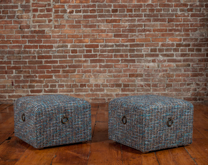 Pair of Small Upholstered Ottomans