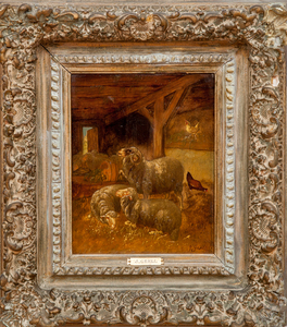 Johanna Grell (1850-1934): Braying Ram; and Sheep in a Barn