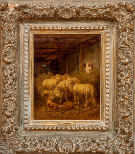 Johanna Grell (1850-1934): Braying Ram; and Sheep in a Barn