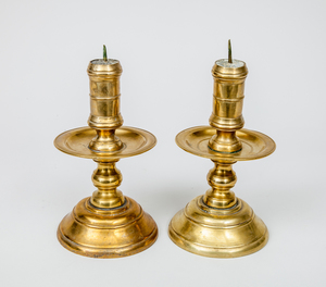 Pair of Baroque Style Brass Pricket Sticks