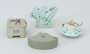 Four Chinese Glazed Porcelain Water Droppers