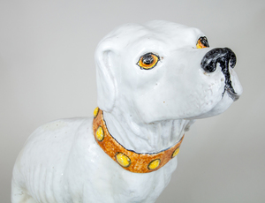 Glazed Pottery Model of a Seated Dog on a Pillow