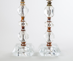 Pair of Cut-Glass and Brass Table Lamps