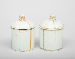 Pair of Continental Porcelain Jars and Covers