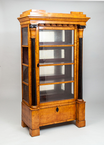 Biedermeier Birch and Ebonized Wood Vitrine Cabinet