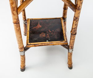 English Black Japanned and Red Lacquer Bamboo Side Table