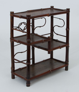 Chinese Stained Bamboo and Elm Hanging Shelf