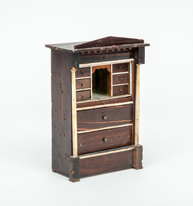 CONTINENTAL BONE-MOUNTED AND GRAINED-WOOD MINIATURE SECRETAIRE