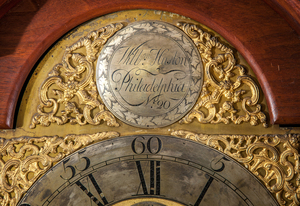 CHIPPENDALE CARVED WALNUT LONGCASE CLOCK, PHILADELPHIA