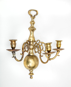PAIR OF CONTINENTAL BAROQUE STYLE BRASS THREE-LIGHT WALL SCONCES