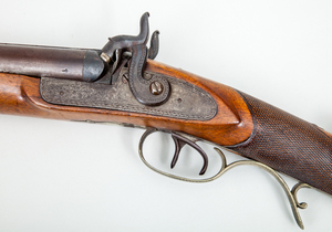 AMERICAN DOUBLE-BARREL 'BUCK & BALL' PERCUSSION RIFLE, C. WERNER, ROCHESTER