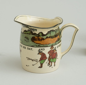 GROUP OF THREE ROYAL DOULTON POTTERY TABLE ARTICLES, ILLUSTRATED FROM CHARLES CROMBIE'S RULES OF GOLF