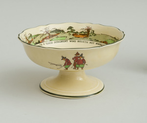TWO ROYAL DOULTON GLAZED POTTERY SERVICE DISHES, ILLUSTRATED FROM CHARLES CROMBIE'S RULES OF GOLF