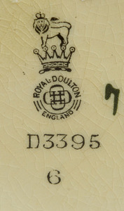 NEAR PAIR OF ROYAL DOULTON GLAZED POTTERY PITCHERS, ILLUSTRATED FROM CHARLES CROMBIE'S RULES OF GOLF