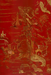 Chinese Export Red Lacquer Five-Panel Screen