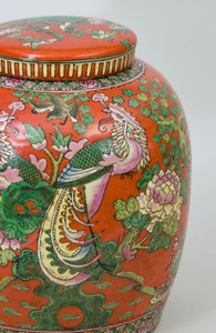 Pair of Chinese Iron-Red Porcelain Ginger Jars and Covers