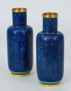 Pair of Chinese Blue Cloisonné Vases