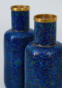 Pair of Chinese Blue Cloisonné Vases