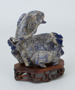 Chinese Lapis Lazuli Model of Ram and Baby
