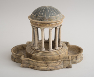FRENCH NEOCLASSICAL STYLE PAINTED CERAMIC AND PLASTER MODEL OF THE TEMPLE OF LOVE