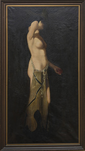 EUROPEAN SCHOOL: WOMAN STANDING WITH RED ROSE