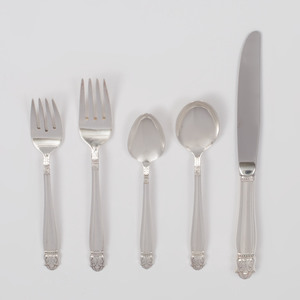 International Silver Plate Flatware Service for Eight in the 'Acorn' Pattern
