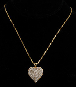 14K GOLD AND DIAMOND HEART NECKLACE