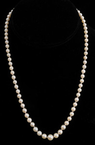 TWO BEADED GRADUATED PEARL NECKLACES