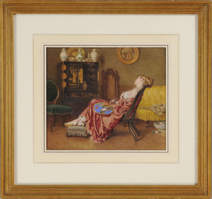 EDWARD RADFORD (1831-1920): ASLEEP IN A CHAIR