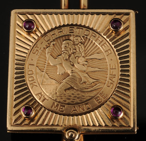 GENTLEMAN'S 14K GOLD AND RUBY MONEY CLIP