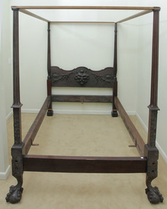 George III Style Chippendale Carved Mahogany Four-Poster Bedstead