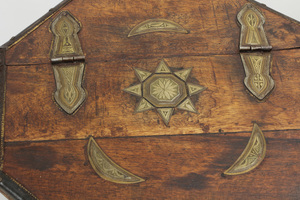 North African Brass-Mounted Wood Octagonal Storage Box