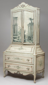 Italian Rococo Style Painted Bureau Bookcase, Late 19th Century