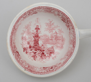 STAFFORDSHIRE RED-TRANSFER PRINTED TWO-HANDLED TUREEN AND COVER