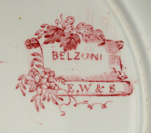 PAIR OF STAFFORDSHIRE RED TRANSFER-PRINTED ENTREE DISHES AND COVERS AND MATCHING PLATE IN THE 