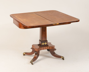 Regency Style Brass-Mounted Fold-Over Games Table