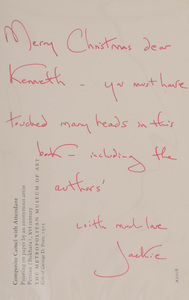 Diana Vreeland: Allure , First Edition Printing with Laid in Hand-Written Christmas Note-Card, 'From Jackie to Kenneth'