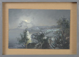 GIROLAMO GIRANNI (1837-1895): BAY OF NAPLES BY MOON;  AND SORRENTO BY MOON