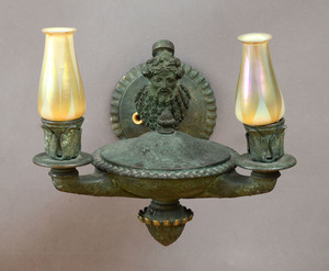 Pair of Caldwell Bronze Neo-Grec Wall Lights, Marked