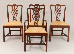 Set of Ten Mahogany Chippendale Style Dining Chairs