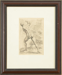 FRANÇOIS PERRIER (c.1590-c.1650): MALE NUDE FROM BEHIND; AND MALE NUDE LUNGING, FROM THE SEGMENTA